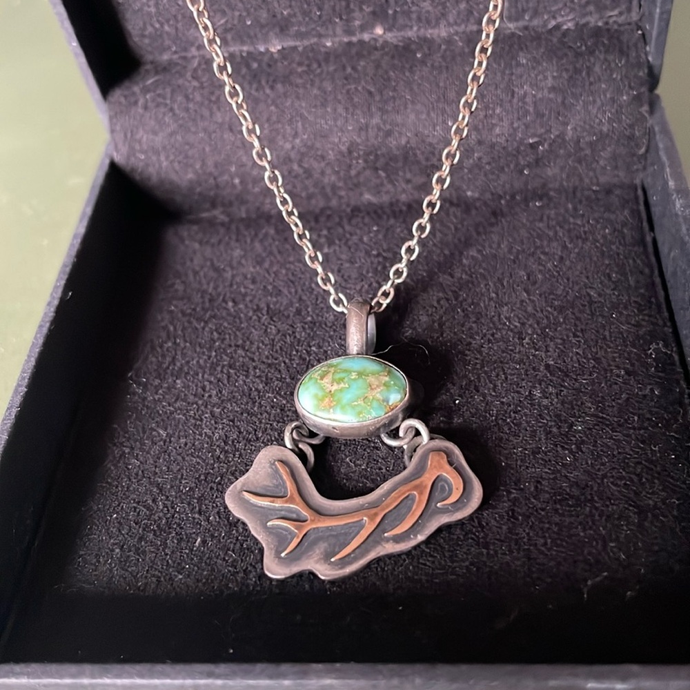 Elk Antler and Stone Necklace